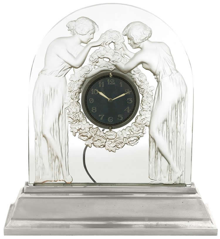 R. Lalique Deux Figurines Clock 2 of 2